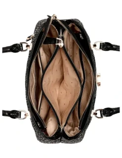 Guess Bessey Luxury Satchel Bag in Black