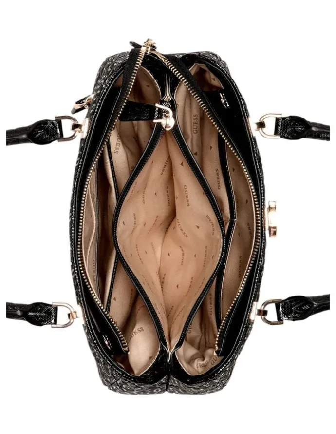 Guess Bessey Luxury Satchel Bag in Black