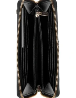 Guess Black Libby Large Zip Around Wallet in Black