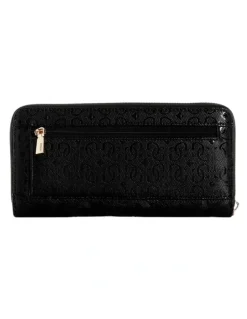Guess Black Libby Large Zip Around Wallet in Black