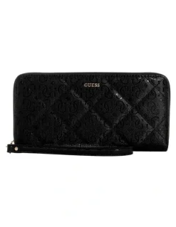 Guess Black Libby Large Zip Around Wallet in Black