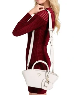 Guess Bolena Mini Satchel Bag in Stone