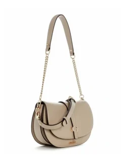 Guess Carrie Flap Shoulder Bag in Beige