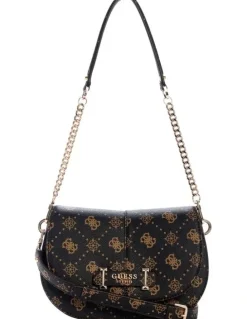 Guess Carrie Logo Shoulder Bag in Black