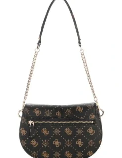 Guess Carrie Logo Shoulder Bag in Black