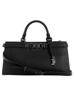 Guess Cirene Triple Comp Satchel Bag in Black