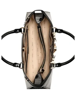 Guess Cirene Triple Compartment Satchel Bag in Black