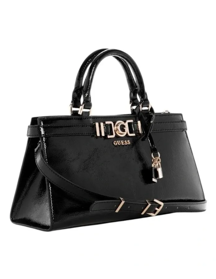 Guess Cirene Triple Compartment Satchel Bag in Black