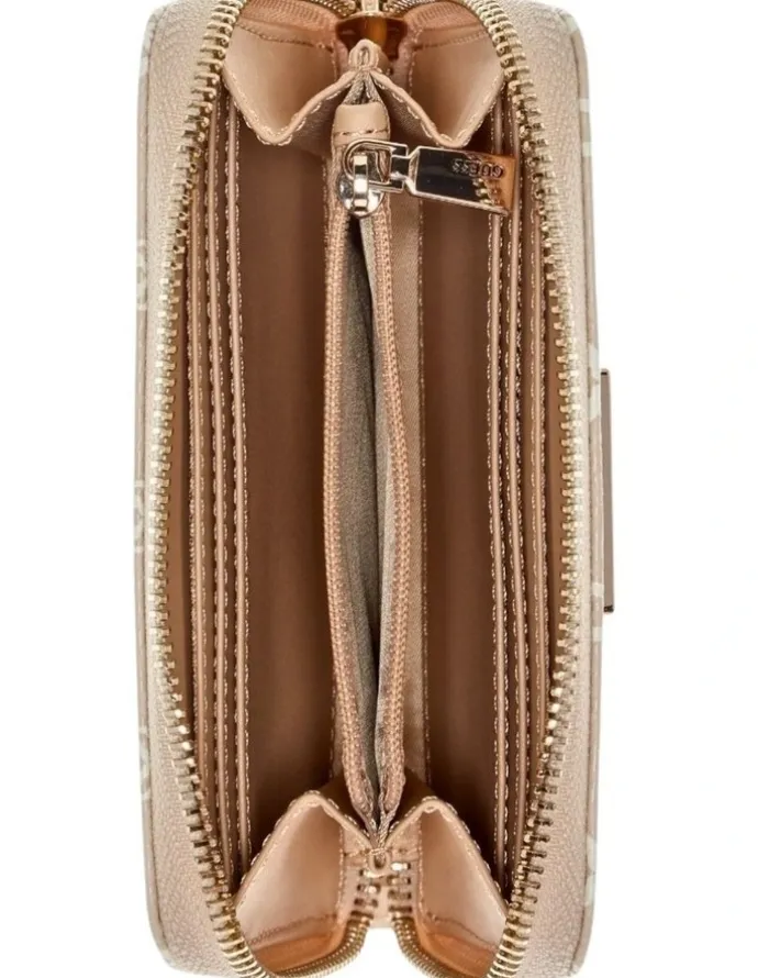 Guess Cresidia II Medium Zip Around Wallet in Brown