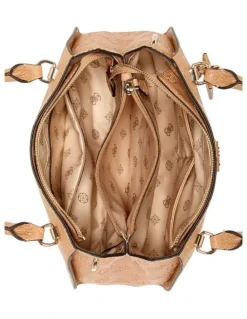 Guess Cresidia Luxury Satchel Bag in Beige