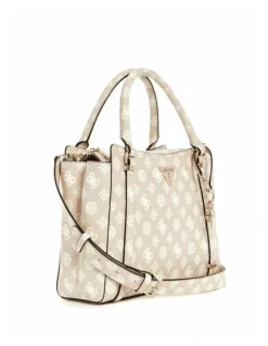 Guess Daryna Double Compartment Satchel in Sand Logo