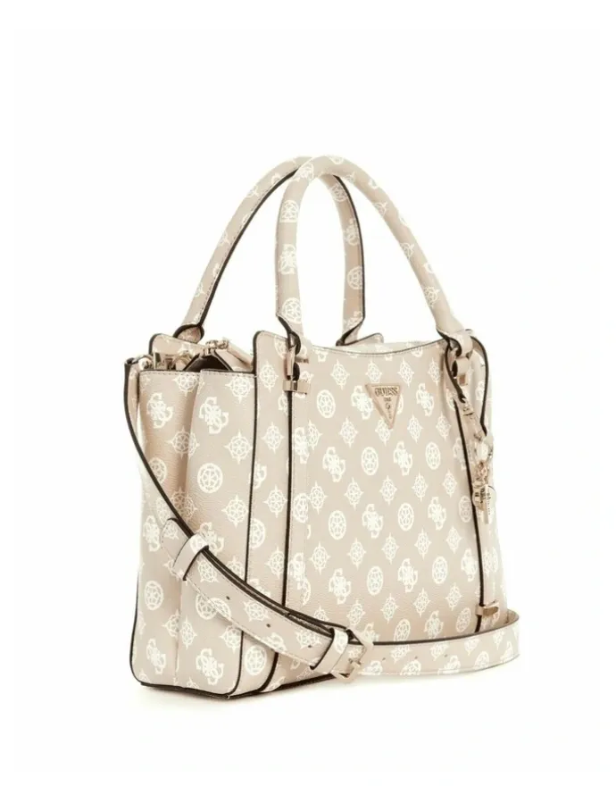 Guess Daryna Double Compartment Satchel in Sand Logo