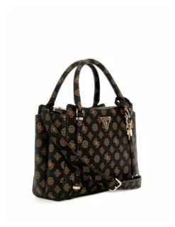 Guess Daryna Double Compartment Satchel in Mocha Logo