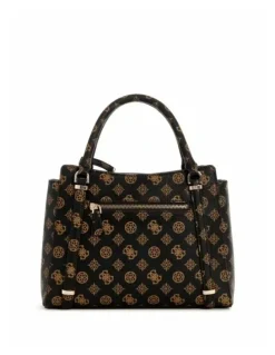 Guess Daryna Double Compartment Satchel in Mocha Logo