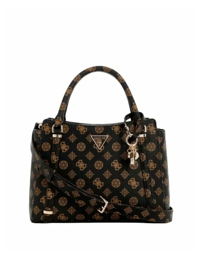 Guess Daryna Double Compartment Satchel in Mocha Logo