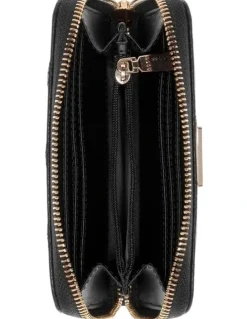 Guess Dea Medium Zip Around Wallet in Black