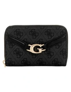 Guess Dea Medium Zip Around Wallet in Coal Logo