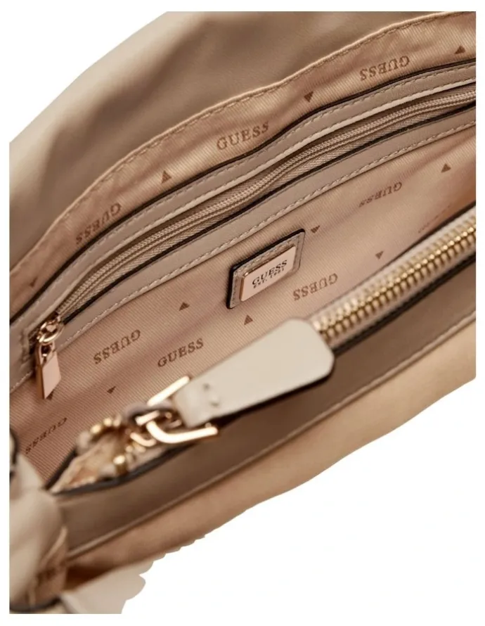 Guess Eda 3 Compartment Satchel Bag in Taupe