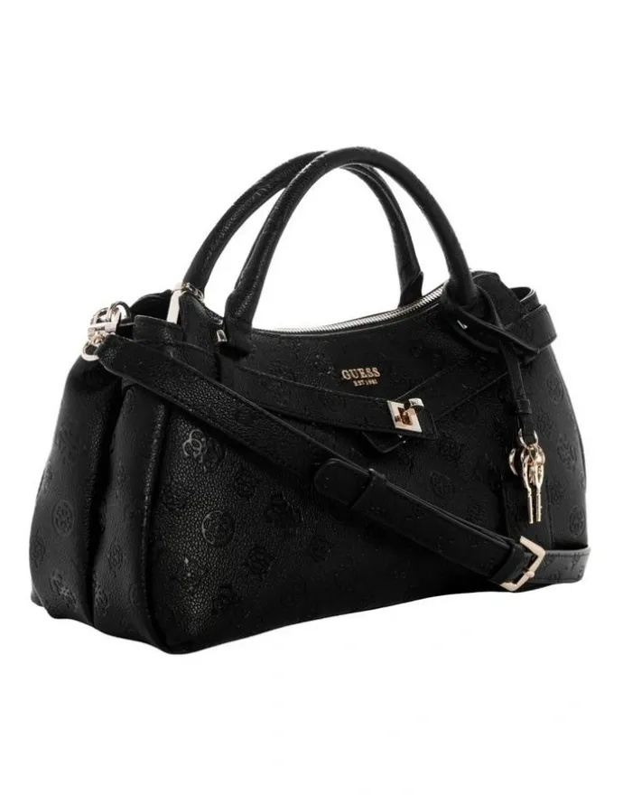 Guess Ella Logo Satchel Bag in Black Logo