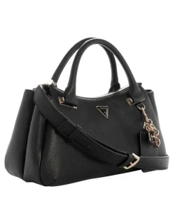 Guess Evie Triple Comp Satchel Bag in Black