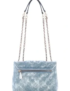 Guess Giully II Convertible Denim Flap Bag in Metallic Denim