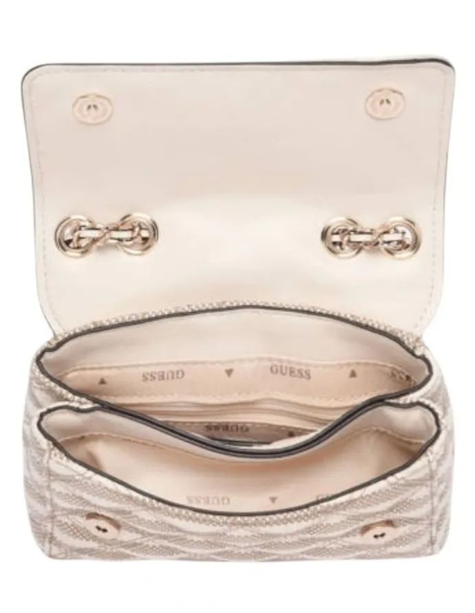 Guess Giully II Mini Convertible Flap Bag in Beige
