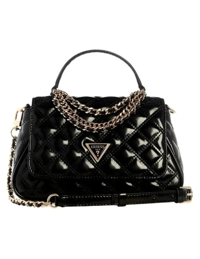 Guess Giully Top Handle Crossbody Flap Bag in Black