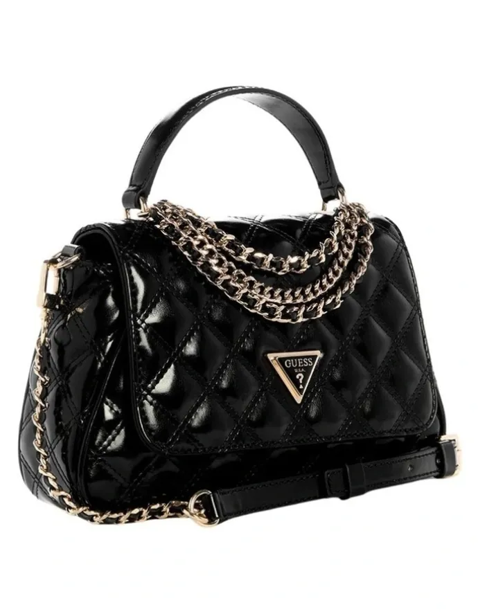 Guess Giully Top Handle Crossbody Flap Bag in Black