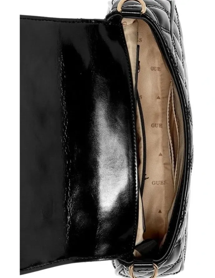 Guess Giully Top Handle Crossbody Flap Bag in Black