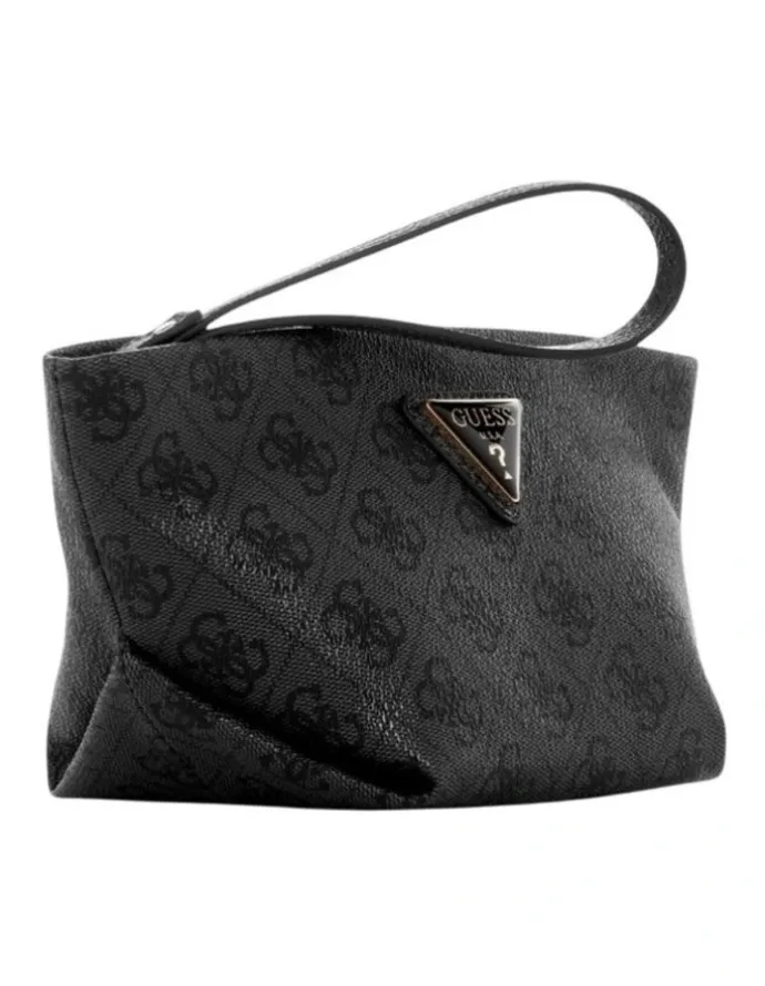 Guess Helina Top Zip Cosmetic Pouch in Coal Logo