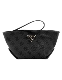 Guess Helina Top Zip Cosmetic Pouch in Coal Logo