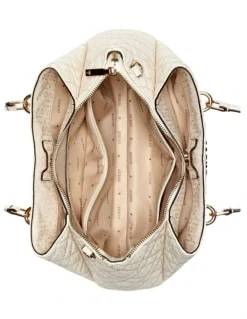 Guess Isemay Girlfriend Shoulder Satchel Bag in Off White