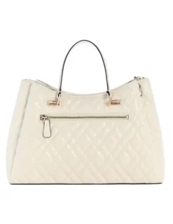 Guess Isemay Girlfriend Shoulder Satchel Bag in Off White
