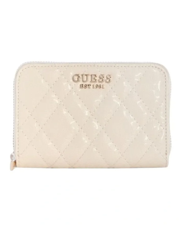 Guess Isemay Medium Zip Around Wallet in Cream