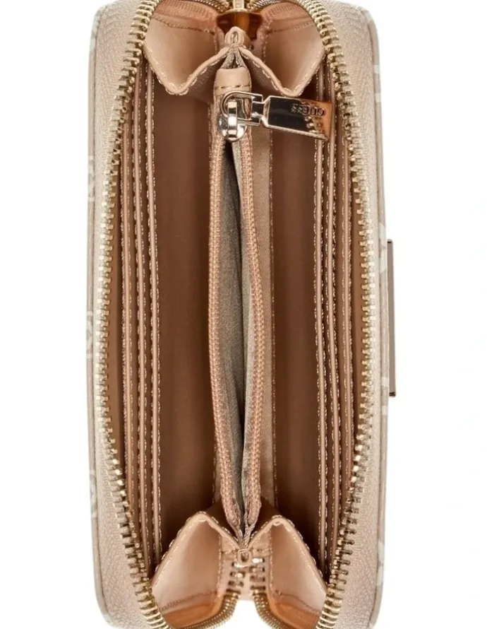 Guess Isemay Medium Zip Around Wallet in Cream