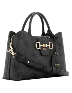 Guess Janie Girlfriend Satchel Bag in Coal Logo