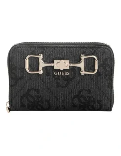 Guess Janie Medium Zip Around Wallet in Coal Logo