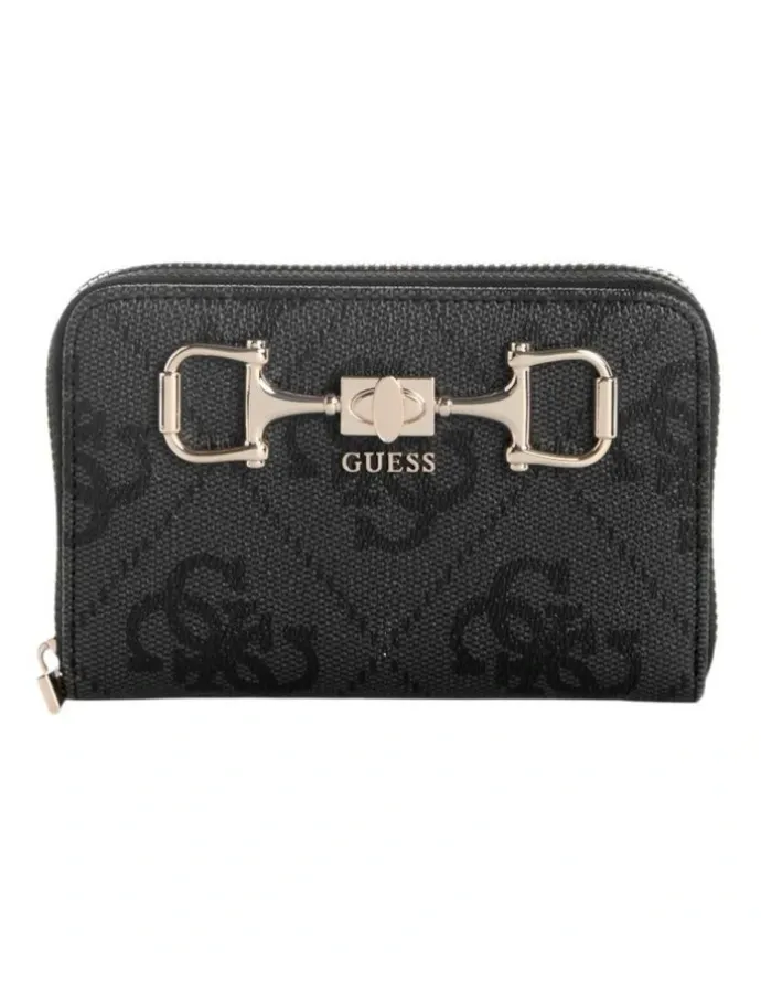 Guess Janie Medium Zip Around Wallet in Coal Logo