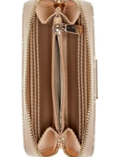 Guess Janie Medium Zip Around Wallet in Latte Logo