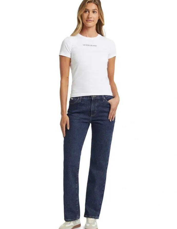 Guess Jeans G08 Mid Rise Straight Jeans in Dark Wash