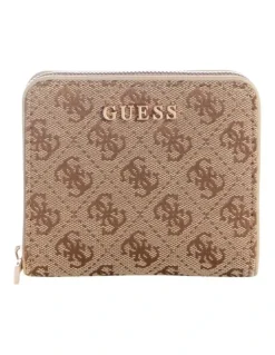 Guess Jessa Small Zip Around Wallet in Brown