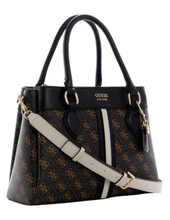 Guess Kasinta III Compartment Satchel Bag in Brown Multi