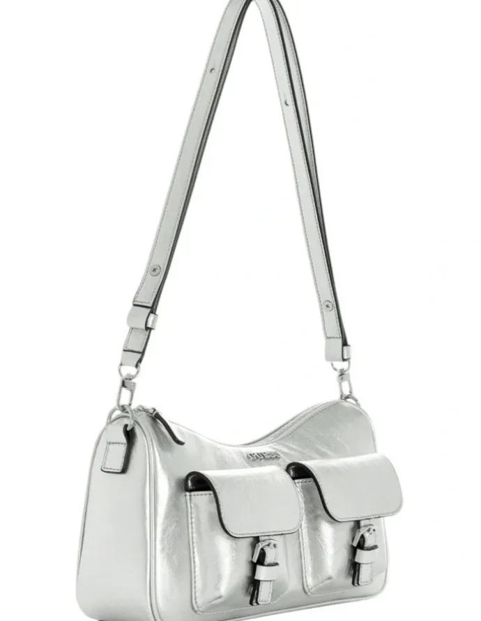 Guess Kassie Convertible Shoulder Bag in Silver