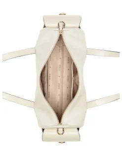 Guess Kassie Small Satchel Bag in Off White