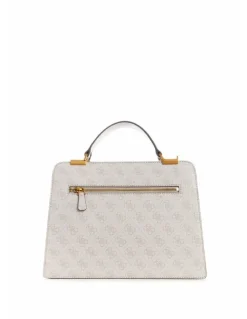 Guess Kristle Logo Girlfriend Satchel Bag in Dove White
