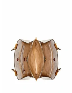 Guess Kristle Logo Girlfriend Satchel Bag in Dove White