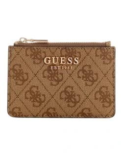 Guess Laurel Credit Card Case in Latte Logo