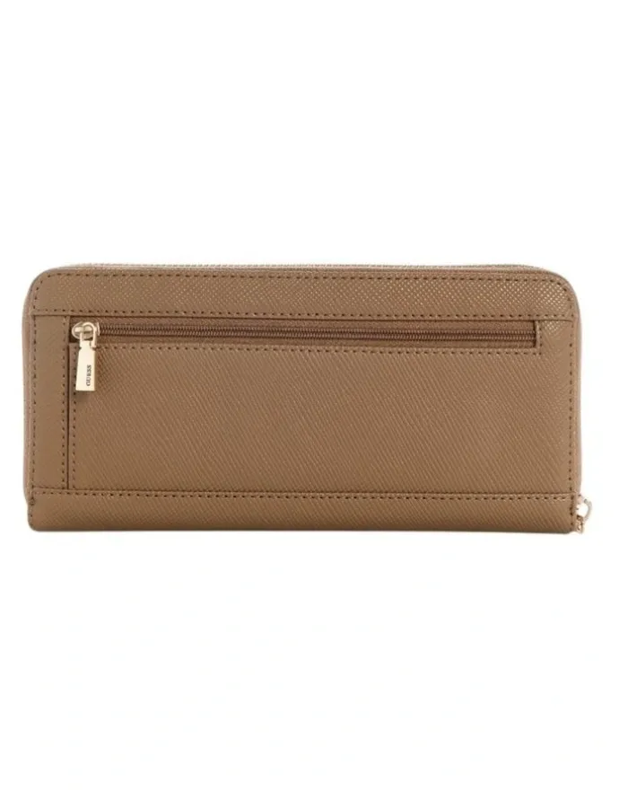 Guess Laurel Large Zip Around Wallet in Brown