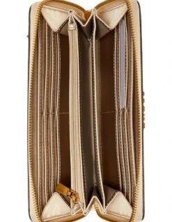 Guess Laurel Large Zip Around Wallet in Brown
