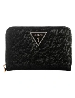 Guess Laurel Medium Zip Around Wallet in Black